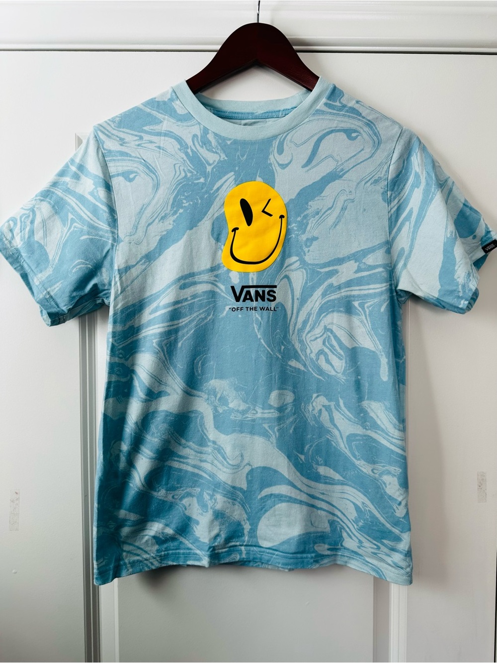 Vans Blue Tie Dye Melting Smiley Graphic Tee Skate Size Large